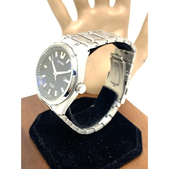 Citizen Men's Watch AW1240-57L Eco Drive Super Titanium Blue Dial Date 42mm - Picture 2 of 15